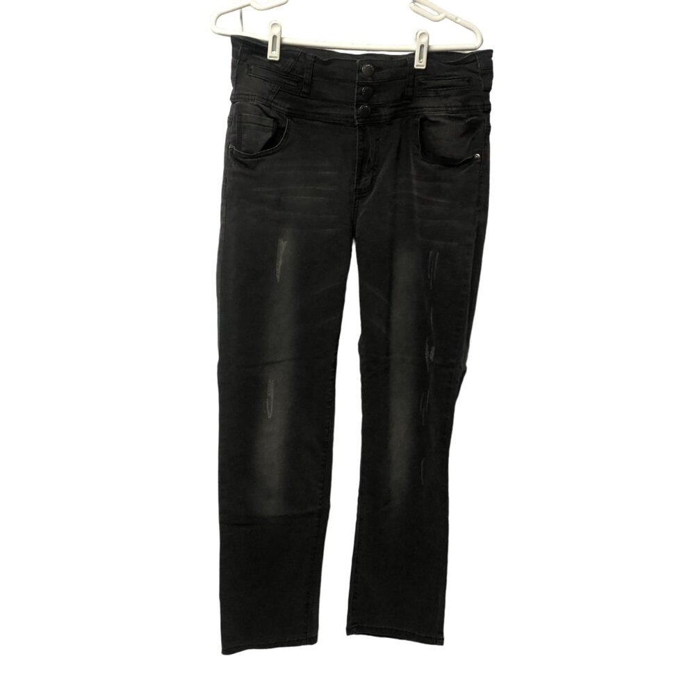 Rue21 Twentyone Black Jeans Womens Size 15 16R High Waisted Skinny Distressed